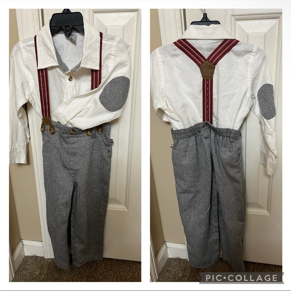 Toddler boy suit/suspender set